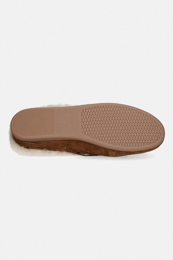 Nokwol kapcie zamszowe Coco Fur Tan Suede Coco.Fur.Tan.Suede brązowy