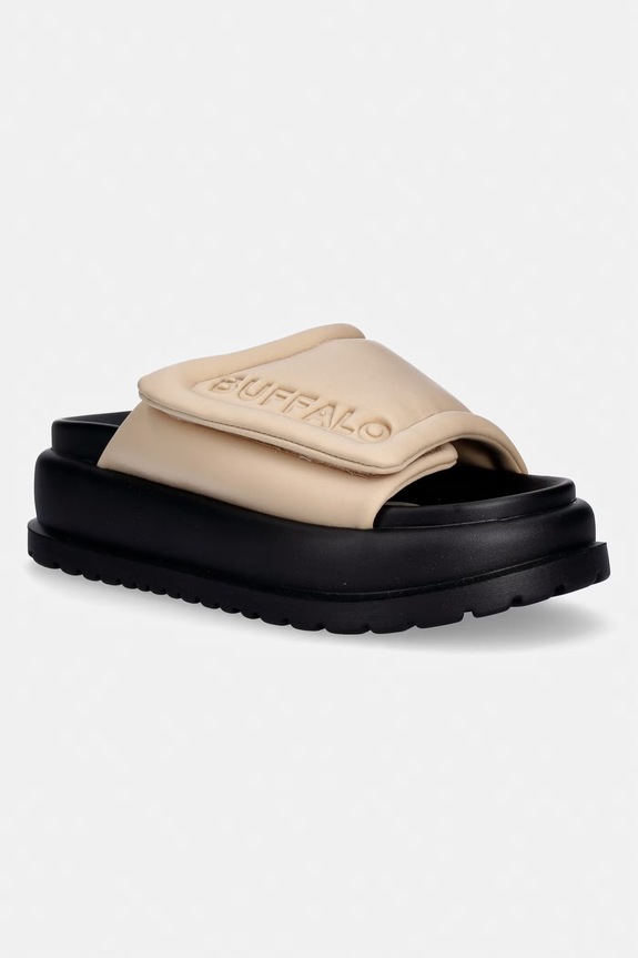 Buffalo šľapky na platforme dámske Palma Velcro béžová 1602326