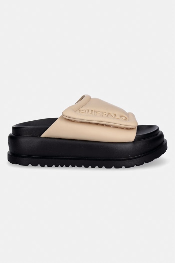 Buffalo šľapky na platforme dámske Palma Velcro 1602326 béžová SS26