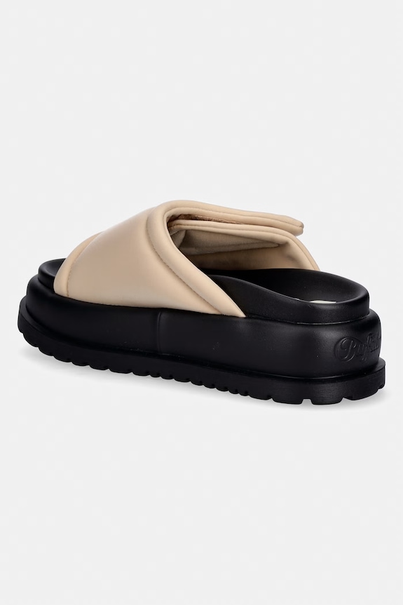 Obuv Buffalo šľapky na platforme dámske Palma Velcro 1602326 béžová