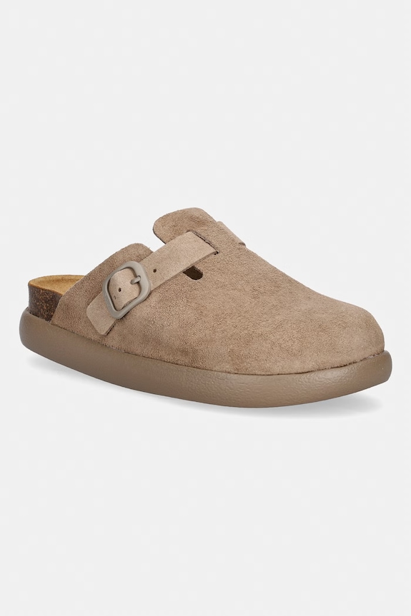 Scholl papuci din piele FAE platformă bej F012172361