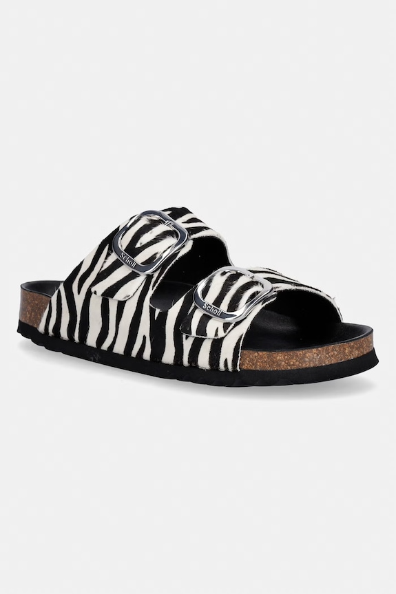 Scholl papuci din piele NOELLE piele întoarsă negru F012231851