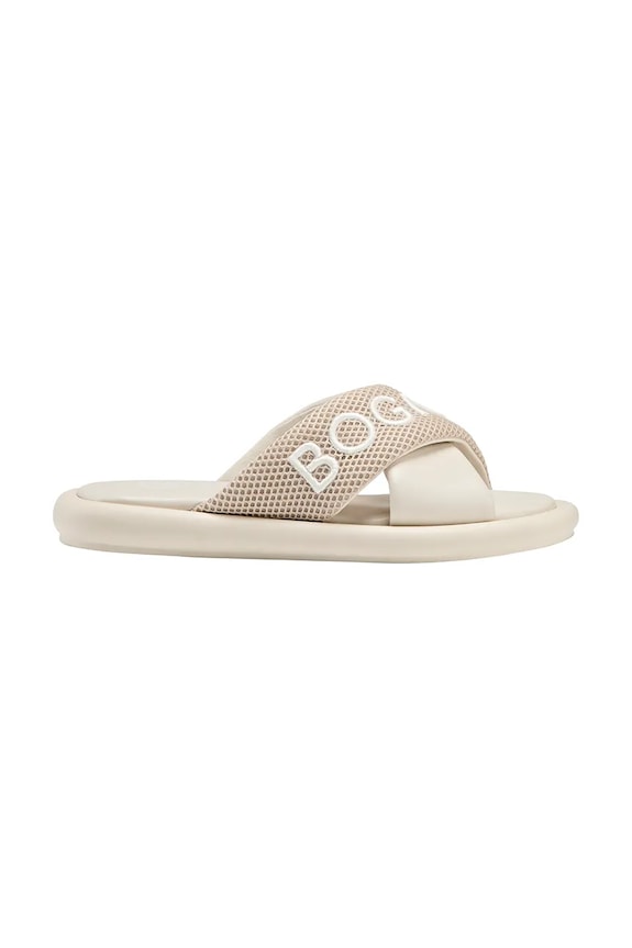 BOGNER papuci cu toc plat pentru femei, din piele PORTOFINO bej 22625121