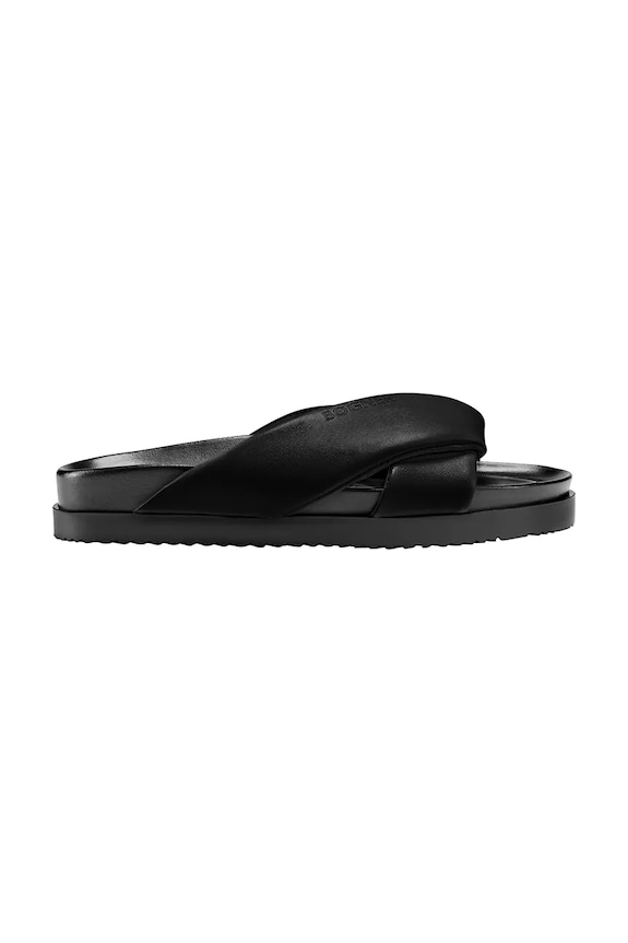 BOGNER papuci cu toc plat pentru femei, din piele SIROLO negru 22625201