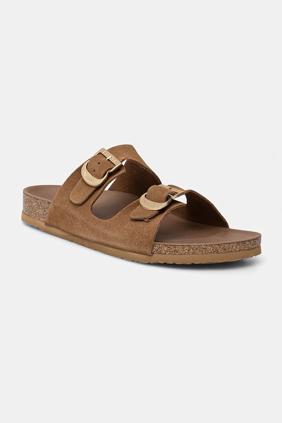 Skechers klapki damskie zamszowe ARCH FIT GRANOLA brązowy 163653