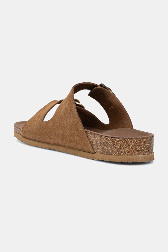 Obuwie Skechers klapki damskie zamszowe ARCH FIT GRANOLA 163653 brązowy