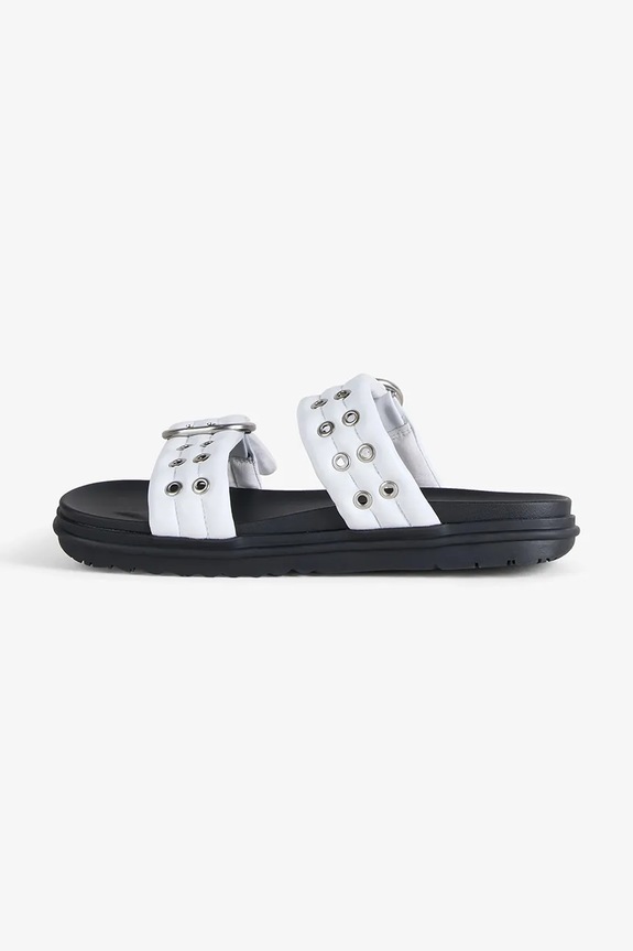 Emu Australia klapki na płaskim obcasie damskie skórzane Bondi Buckle 2.0 biały W13306.COCT