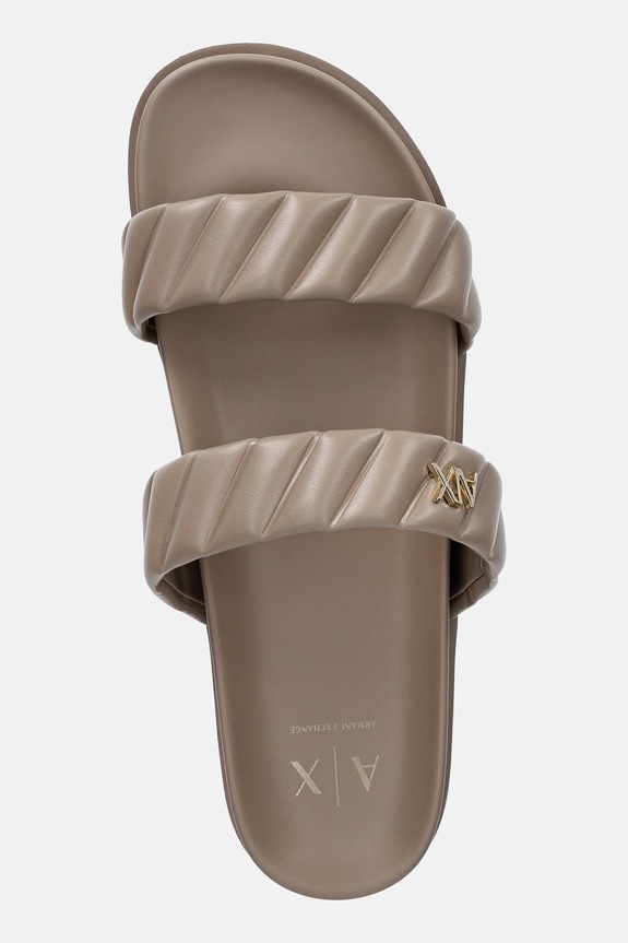 Armani Exchange klapki damskie beżowy XW002574.AF22799.U6223
