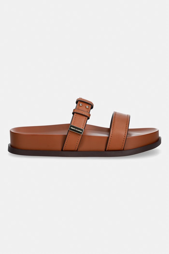 Armani Exchange klapki damskie XW002575.AF21266.U6123 brązowy SS26