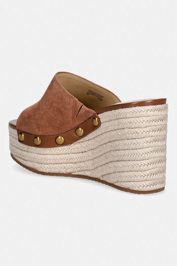 Obuća MICHAEL Michael Kors natikače za žene od brušene kože Mayes Wedge Sandal 40S6MYMS1S.230 smeđa
