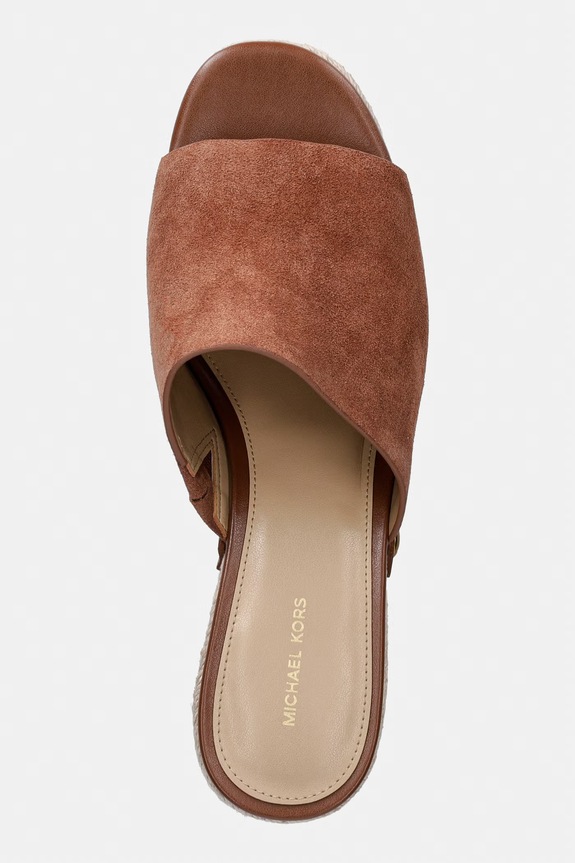 MICHAEL Michael Kors natikače za žene od brušene kože Mayes Wedge Sandal smeđa 40S6MYMS1S.230
