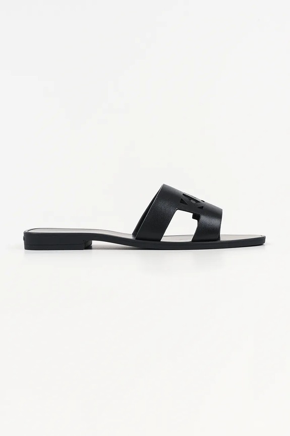 Δερμάτινες παντόφλες Karl Lagerfeld Skoot Iii φλατ μαύρο KL80405C.00X