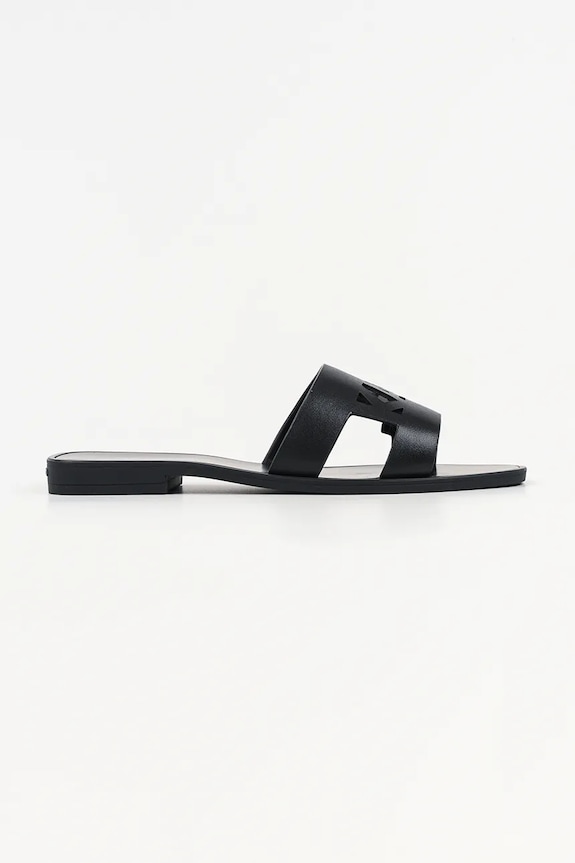 Δερμάτινες παντόφλες Karl Lagerfeld Skoot Iii φλατ μαύρο KL80405C.00X