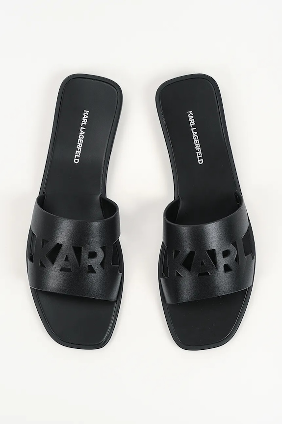 Δερμάτινες παντόφλες Karl Lagerfeld Skoot Iii μαύρο KL80405C.00X
