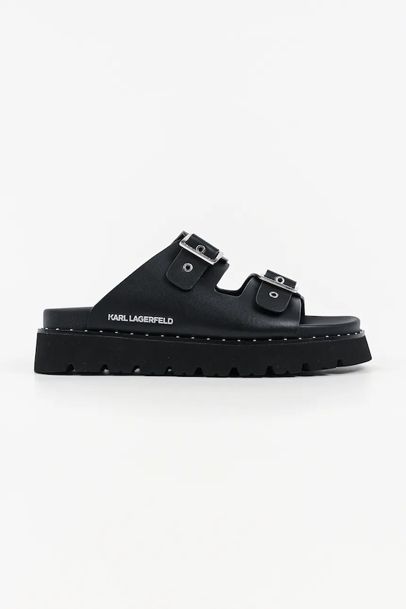 Karl Lagerfeld papuci de damă din piele Kaia negru KL81506.000