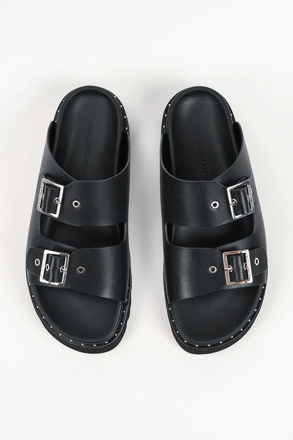 Karl Lagerfeld papuci de damă din piele Kaia negru KL81506.000