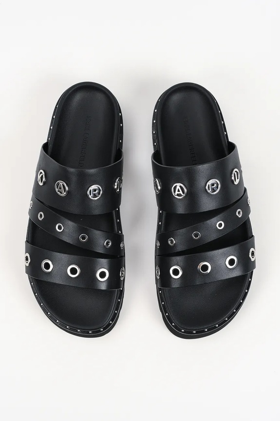 Karl Lagerfeld papuci de damă din piele Kaia negru KL81516.00S