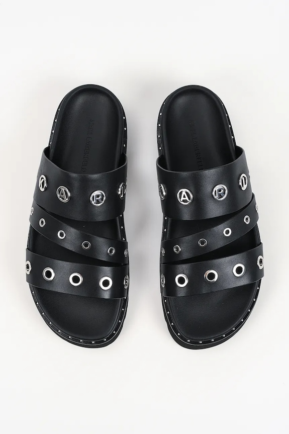 Karl Lagerfeld papuci de damă din piele Kaia negru KL81516.00S