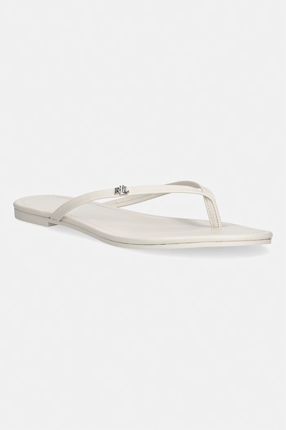 Lauren Ralph Lauren șlapi pentru femei, din piele Raquel bej 802953931009.100