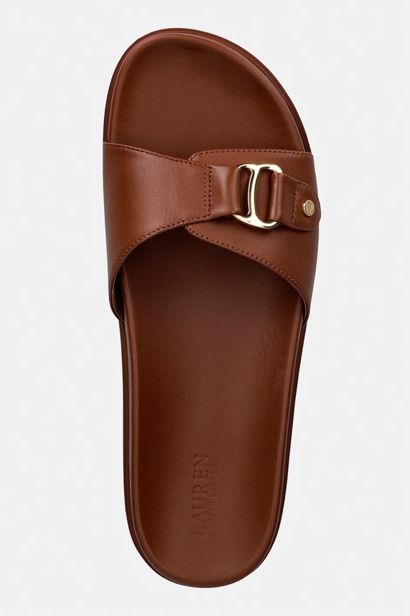 Lauren Ralph Lauren klapki damskie skórzane Tasha Slide brązowy 802982883001.200