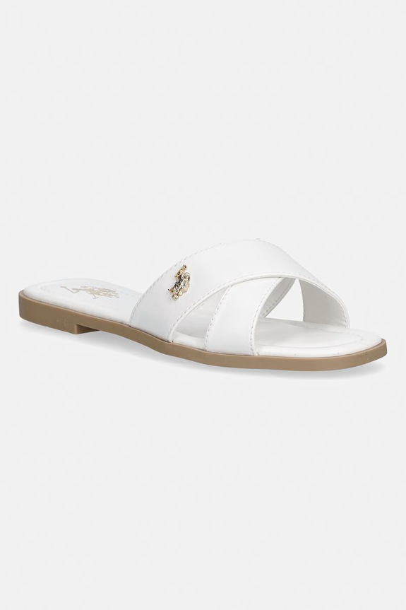 Παντόφλες U.S. Polo Assn. GENNY002 απομίμηση λείου δέρματος λευκό GENNY002W.6Y1