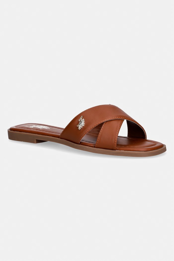 Παντόφλες U.S. Polo Assn. GENNY002 απομίμηση λείου δέρματος καφέ GENNY002W.6Y1