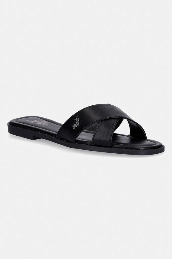 Παντόφλες U.S. Polo Assn. GENNY002 απομίμηση λείου δέρματος μαύρο GENNY002W.6Y1