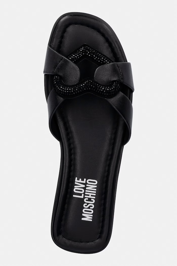 Шкіряні шльопанці Love Moschino чорний JA28132G1OIA0000