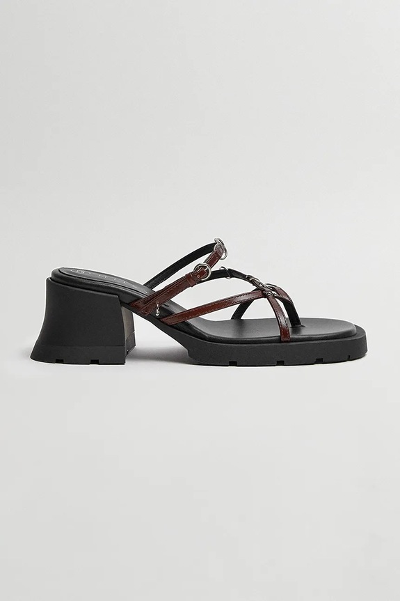 Δερμάτινες παντόφλες Miista Jaslene 5-8 cm καφέ E8.3903