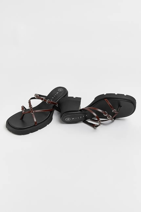 Δερμάτινες παντόφλες Miista Jaslene E8.3903 καφέ SS26