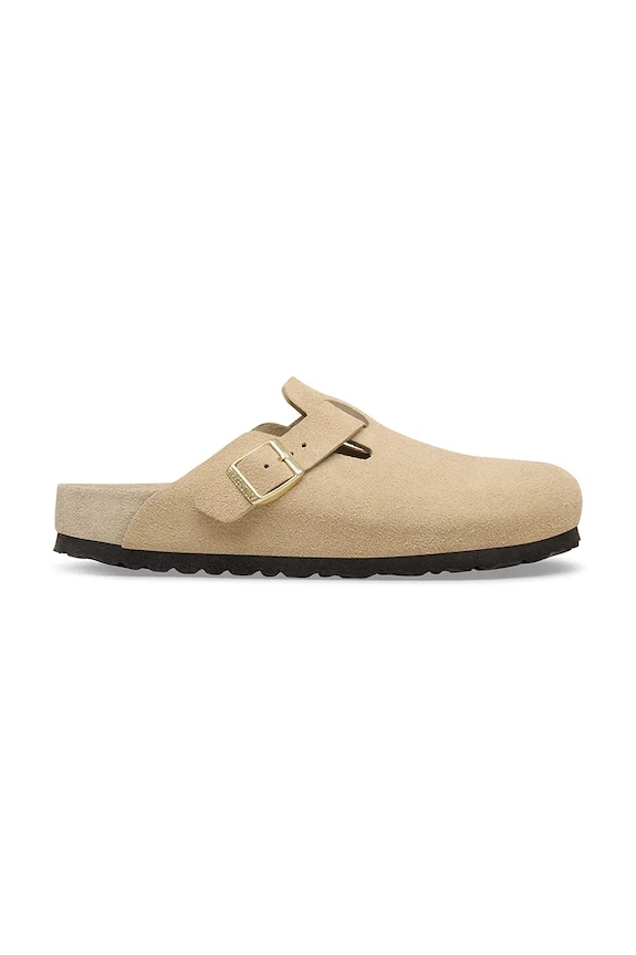 Birkenstock Boston EXQ LEVE papuci mocasini pentru femei din piele întoarsă plat bej 1031511