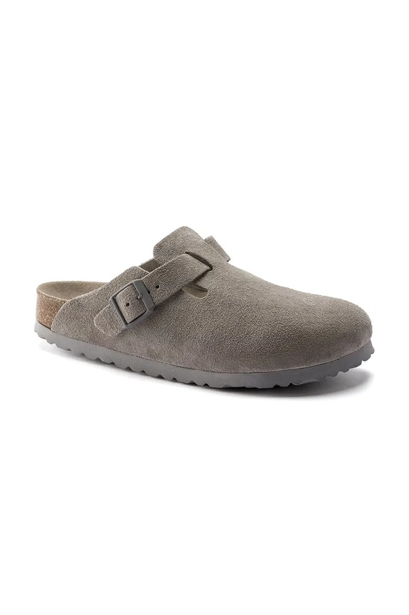 Birkenstock Boston SFB LEVE papuci mocasini pentru femei din piele întoarsă 1020526 gri SS26