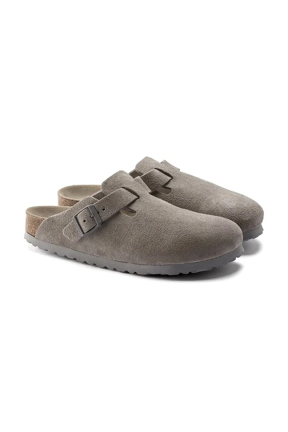 Încălțăminte Birkenstock Boston SFB LEVE papuci mocasini pentru femei din piele întoarsă 1020526 gri