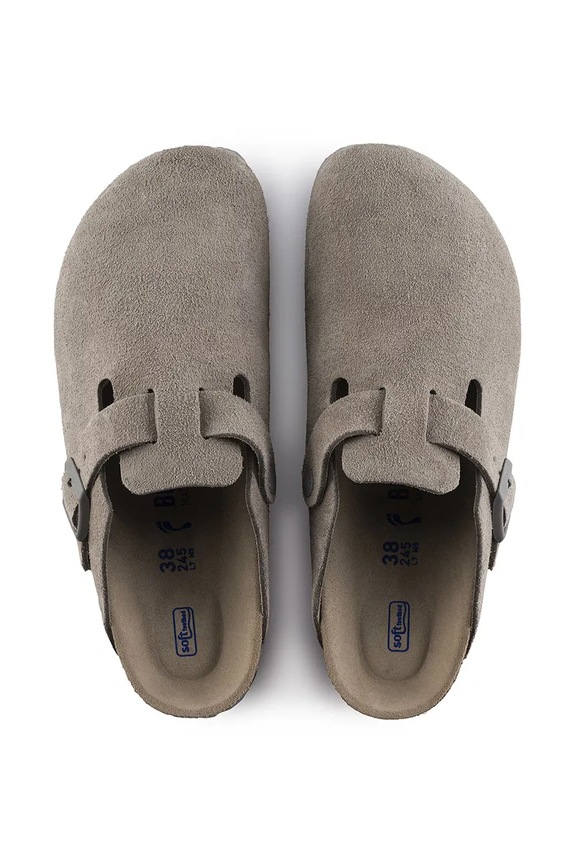 Birkenstock Boston SFB LEVE papuci mocasini pentru femei din piele întoarsă gri 1020526