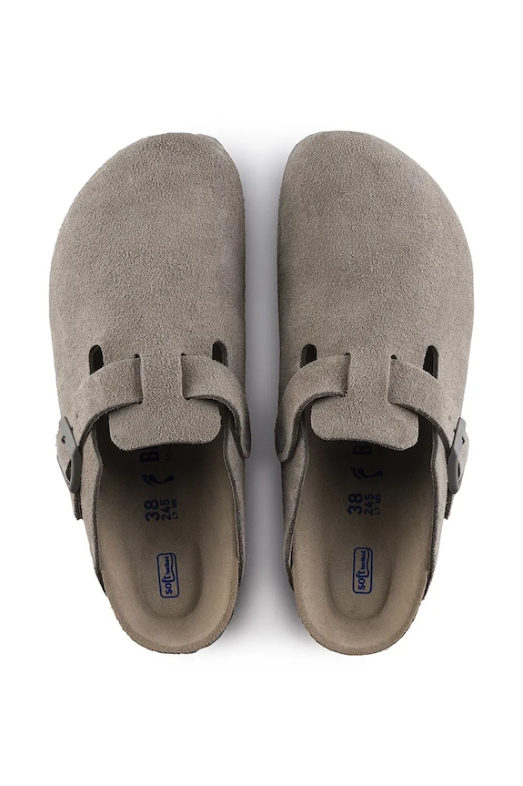 Birkenstock Boston SFB LEVE papuci mocasini pentru femei din piele întoarsă gri 1020526