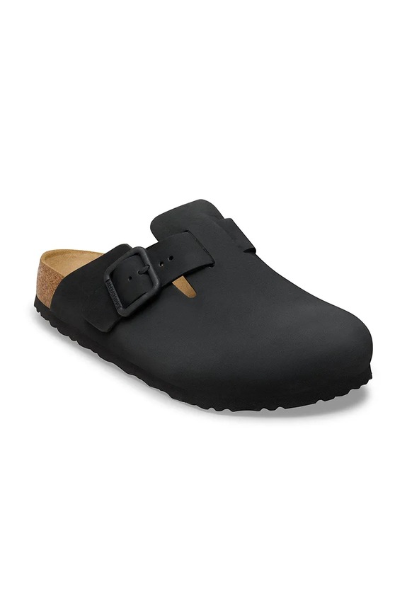 Birkenstock Boston WB LENB papuci cu degetele acoperite pentru femei din nubuc 1031575 negru SS26