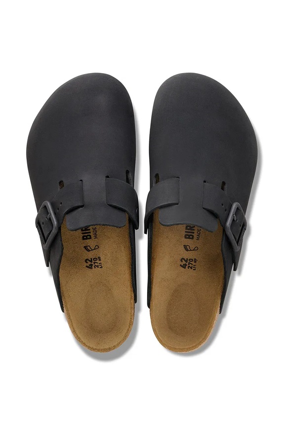Birkenstock Boston WB LENB papuci cu degetele acoperite pentru femei din nubuc 1031575 negru