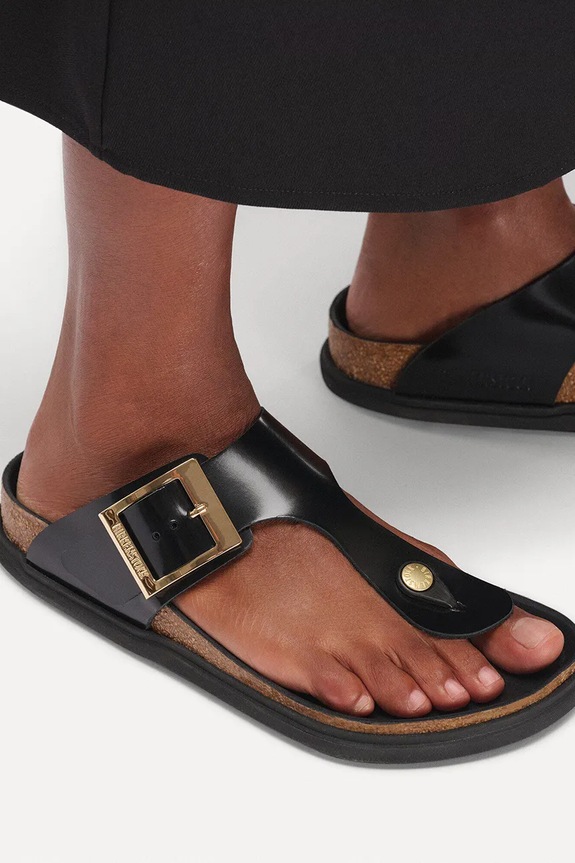 Birkenstock Gizeh papuci cu toc plat pentru femei din piele 1031817