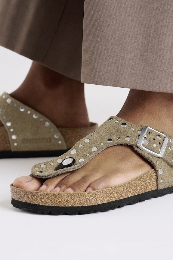 Birkenstock Gizeh Rivet papuci pentru femei din piele întoarsă 1029388