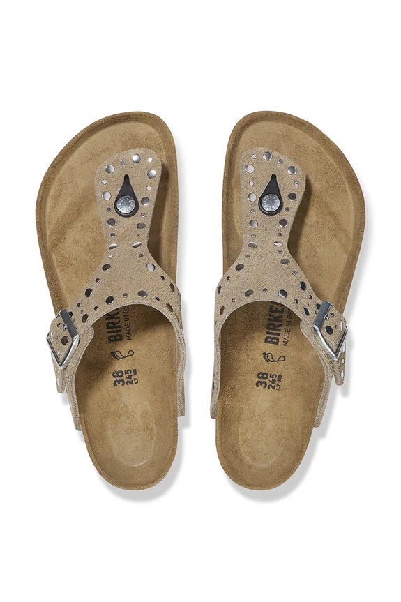 Birkenstock Gizeh Rivet papuci pentru femei din piele întoarsă bej 1029388