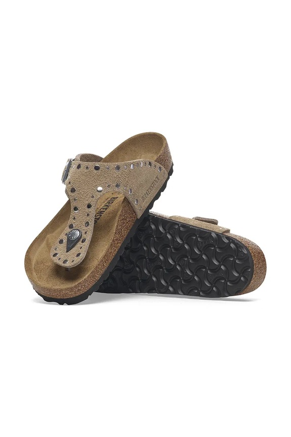 Birkenstock Gizeh Rivet papuci pentru femei din piele întoarsă 1029388 bej