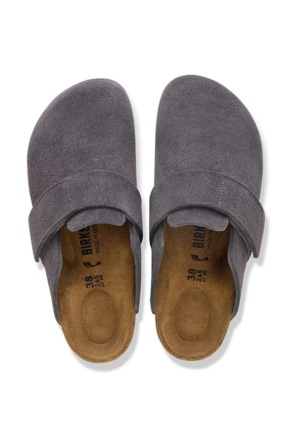 Birkenstock Loma papuci mocasini pentru femei din piele întoarsă gri 1031652