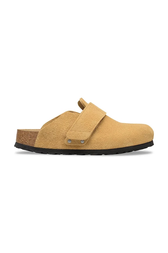 Birkenstock Loma klapki mules damskie zamszowe bez obcasa brązowy 1031595