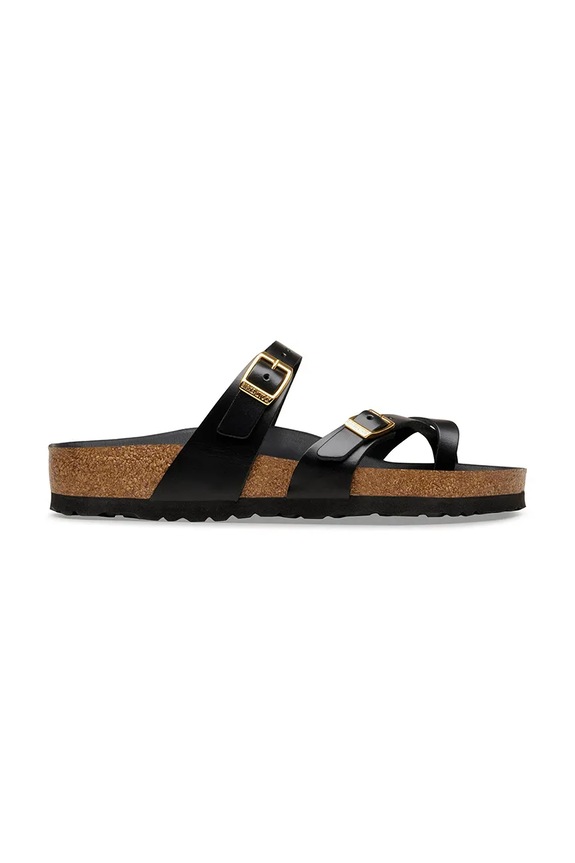Birkenstock Mayari papuci cu călcâiul deschis de femei din piele negru 1031425