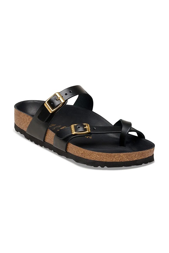 Birkenstock Mayari papuci cu călcâiul deschis de femei din piele 1031425 negru SS26