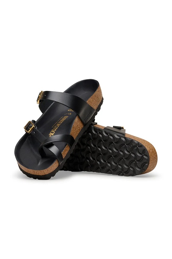 Birkenstock Mayari papuci cu călcâiul deschis de femei din piele negru 1031425