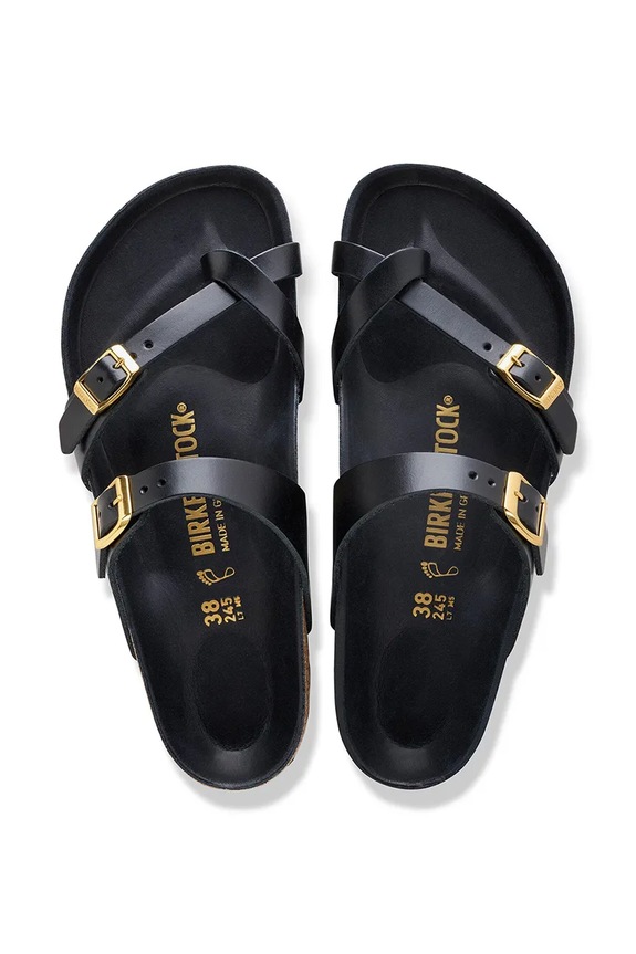 Birkenstock Mayari papuci cu călcâiul deschis de femei din piele 1031425 negru
