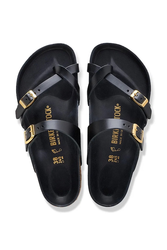 Birkenstock Mayari papuci cu călcâiul deschis de femei din piele 1031425 negru