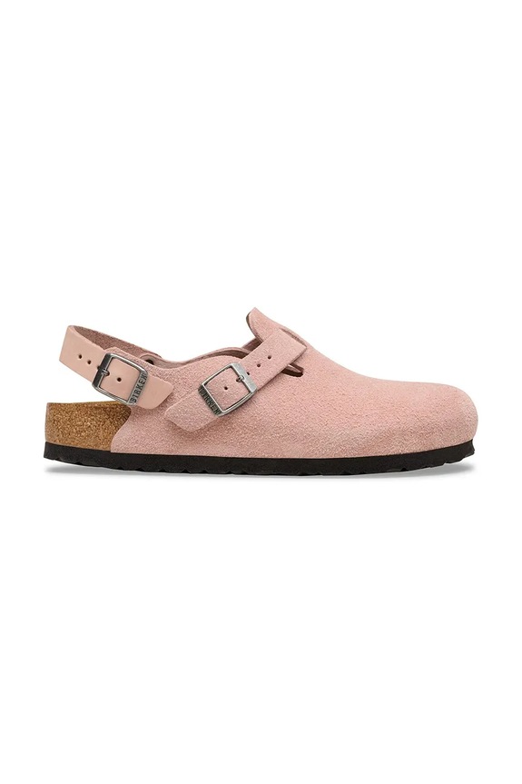 Birkenstock Tokio sandale cu toc plat pentru femei piele întoarsă fără toc roz 1031636