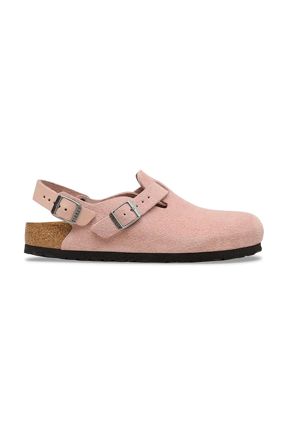 Birkenstock Tokio sandale cu toc plat pentru femei piele întoarsă fără toc roz 1031636